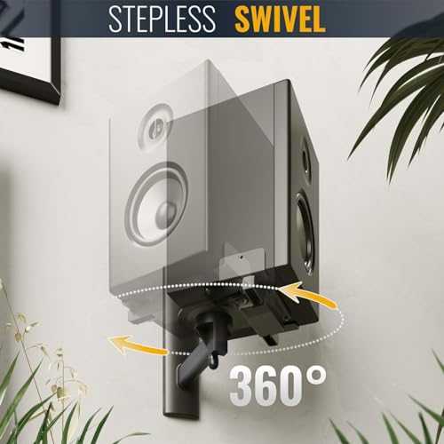 FDM Universal Speaker Wall Mount One Pair of Side Clamping Bookshelf Speaker Mount Bracket with Swivel and Tilt for Sound Speakers (Black) - Image 5