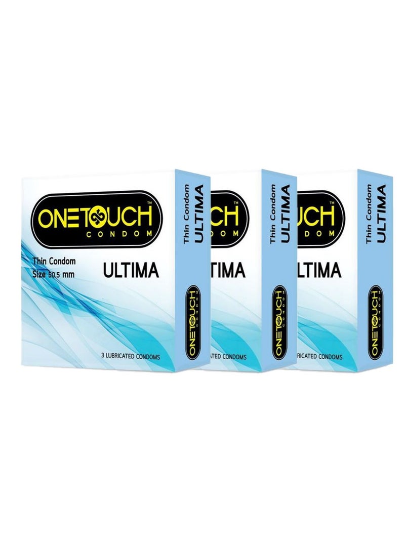 ONETOUCH ONETOUCH Ultima Ultra Thin Condoms For Maximum Feeling -  (3 Packs Of 3 Condoms). 