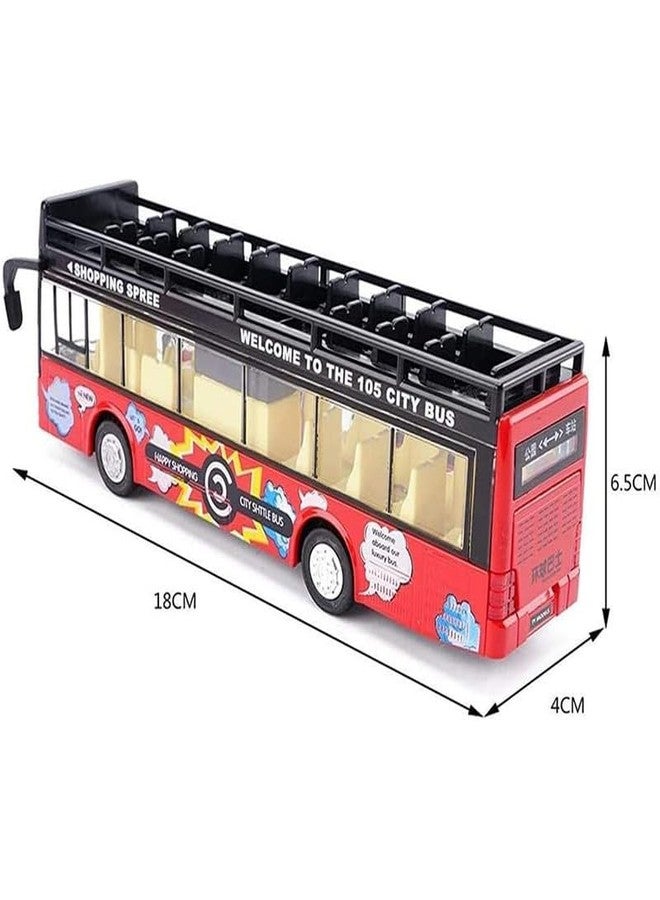 AHBHT New Diecast Toy Metal Diecast Sight View Metal Toy Bus Light Sound Pull Back Open Collection Bus for Kids Boys (Red) - Image 2