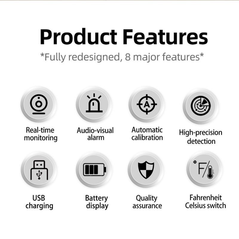Air Quality Monitor 10IN1 Indoor Temperature and Humidity Detector Multi-function Tester Sensor Technology CO2/ CO/ TVOC/ HCHO Support APP Operate 2.8inch TFT Color Display Blue White - Image 4