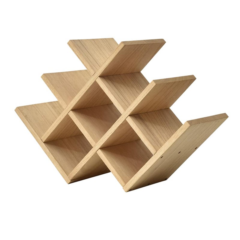 KIRIGEN Wooden 8-Bottle Wine Rack - 3-Tier Wood Wine Display Rack/Standing and Countertop Wine Storage Shelf - Bottle Holder/Cabinet Glass Rack Natural XHJJ3-NA - Image 1