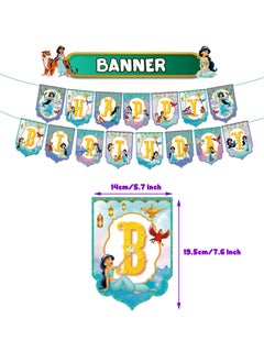 General Jasmine Party Decorations,Decorations for Jasmine Birthday Party Supplies,Jasmine  Party Supplies Includes Banner, Cake Toppers, Pricess Balloon for Jasmine Theme Party Decorations  - Image 3