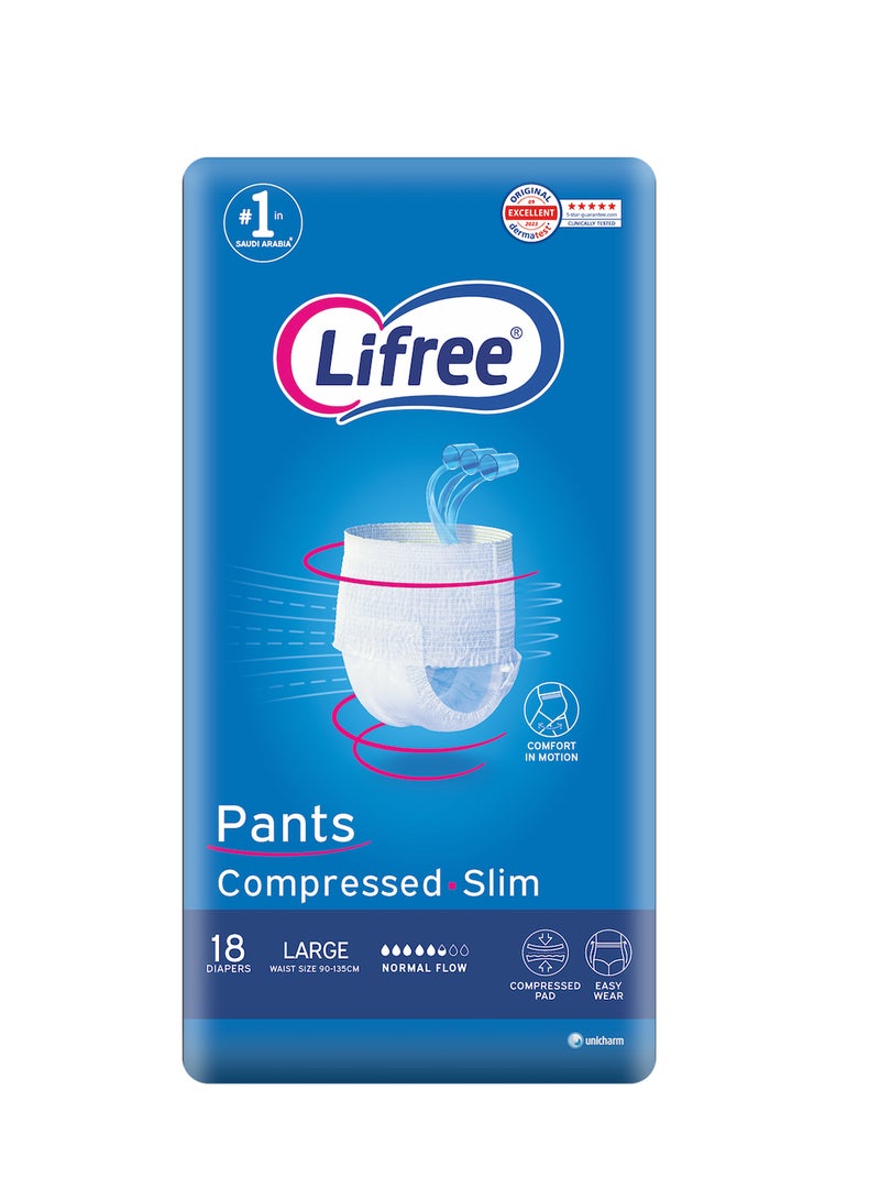 Lifree Slim Culotte Adult Diaper Pants Large Size 3 Cup Absorbency Jumbo Pack 18 Pieces  - Image 1