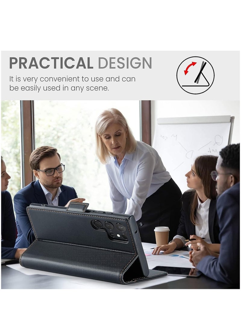 SYOSI Wallet Case for Samsung Galaxy S23 Ultra with RFID Blocking Galaxy S23 Ultra Case Wallet with Card Holder for Women Men Magnetic Clasp Kickstand Leather Book Folio Case for Galaxy S23 Ultra Black - Image 5