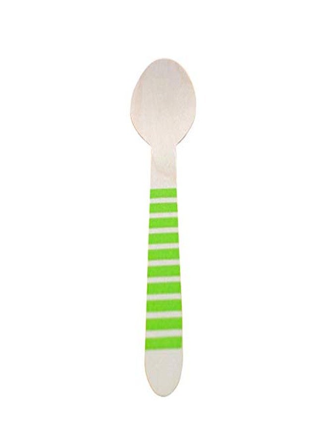 Funcart Wooden Cutlery Utensil 10Pcs Striped Green Spoon - Image 2