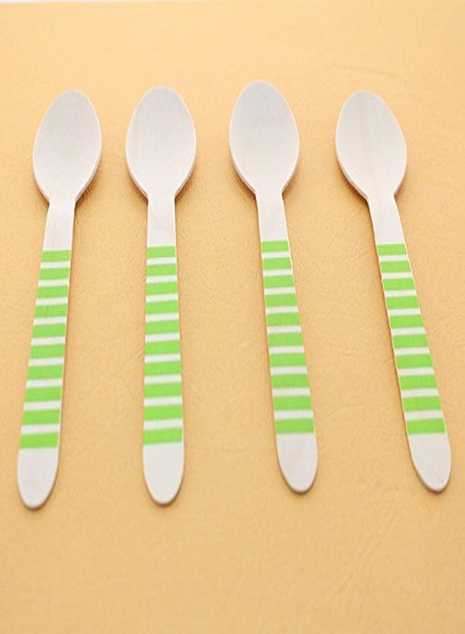 Funcart Wooden Cutlery Utensil 10Pcs Striped Green Spoon - Image 3