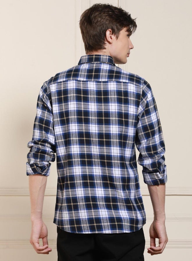 Regular Fit Blue Cotton Shirt – Classic and Comfortable