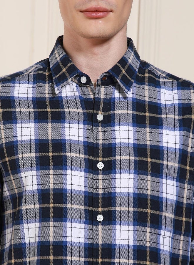 Regular Fit Blue Cotton Shirt – Classic and Comfortable