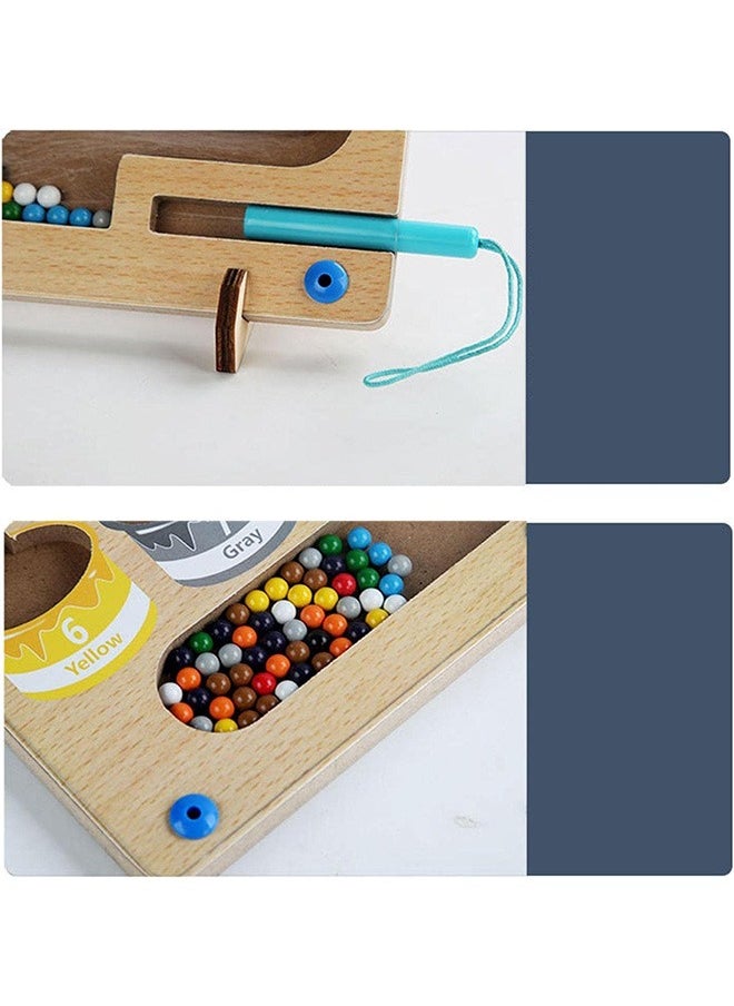 Arabest - Wooden Counting Color Classification Board Color Classification Walking Beads Magnetic Displacement Game Puzzle Early Education Toys - Image 1