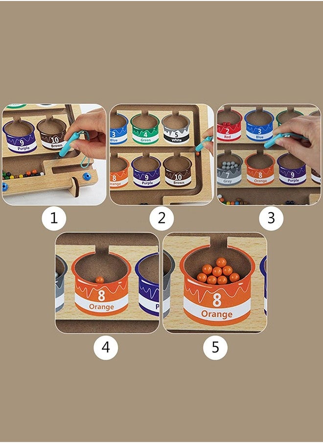 Arabest - Wooden Counting Color Classification Board Color Classification Walking Beads Magnetic Displacement Game Puzzle Early Education Toys - Image 1