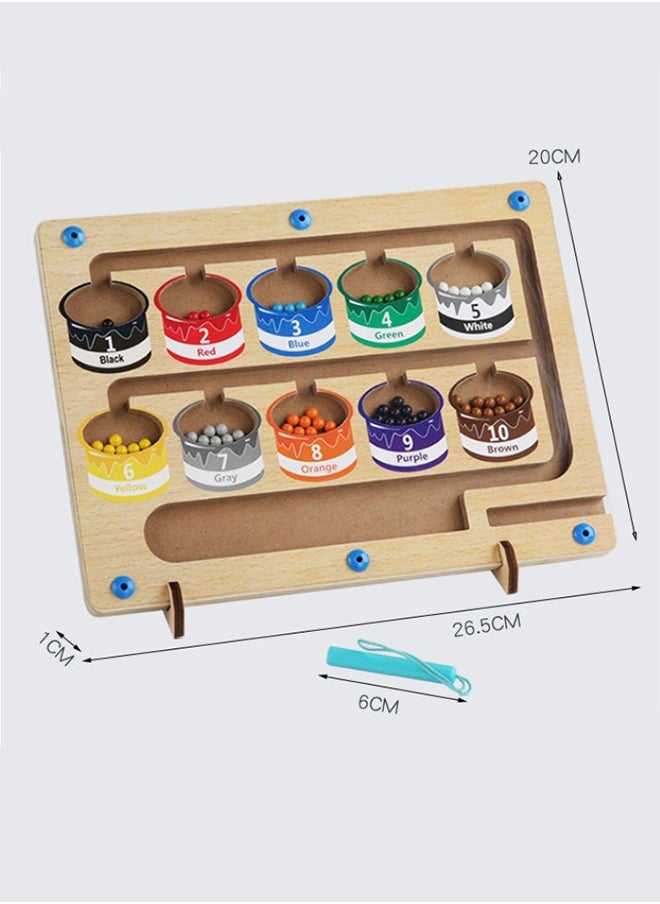 Arabest - Wooden Counting Color Classification Board Color Classification Walking Beads Magnetic Displacement Game Puzzle Early Education Toys - Image 1
