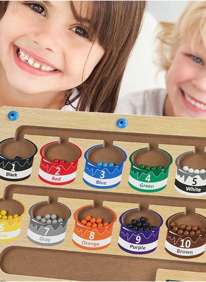 Arabest - Wooden Counting Color Classification Board Color Classification Walking Beads Magnetic Displacement Game Puzzle Early Education Toys - Image 1