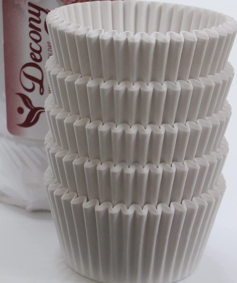 Decony Jumbo Large Muffin Cups Paper Liners  MADE IN USA  Fluted Cupcake Holder Cups for Baking  FoodGrade Odorless NonStick QuickRelease wrappers  size  2 14 x 1 78  6 1000 pc White 