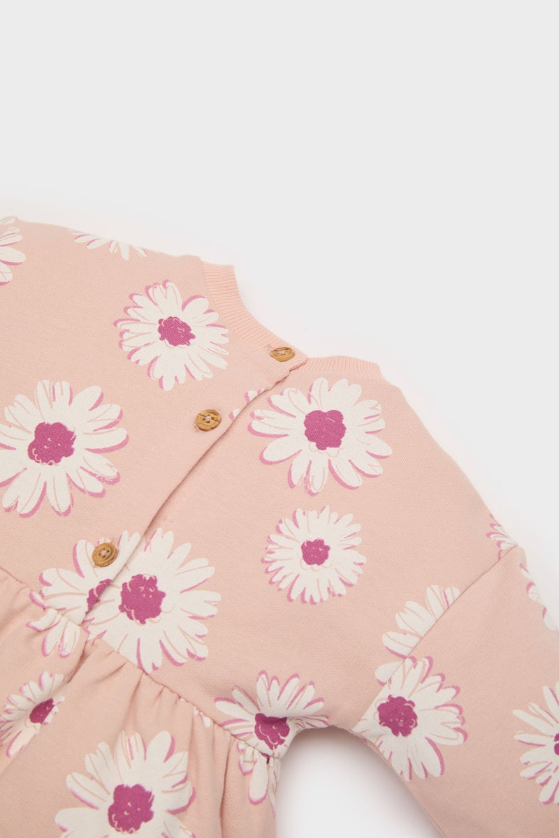 DeFacto Baby Girl Floral Long Sleeve Sweatshirt Fabric Dress - Image 2