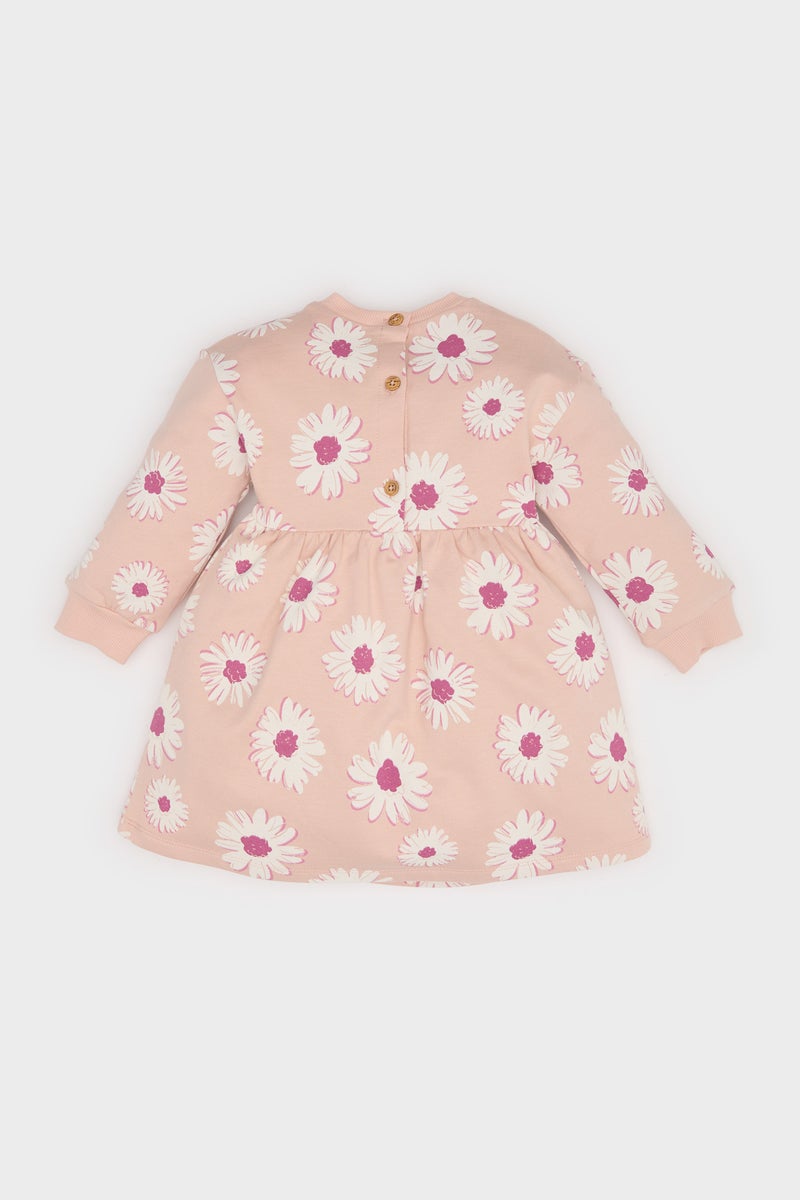 DeFacto Baby Girl Floral Long Sleeve Sweatshirt Fabric Dress - Image 4