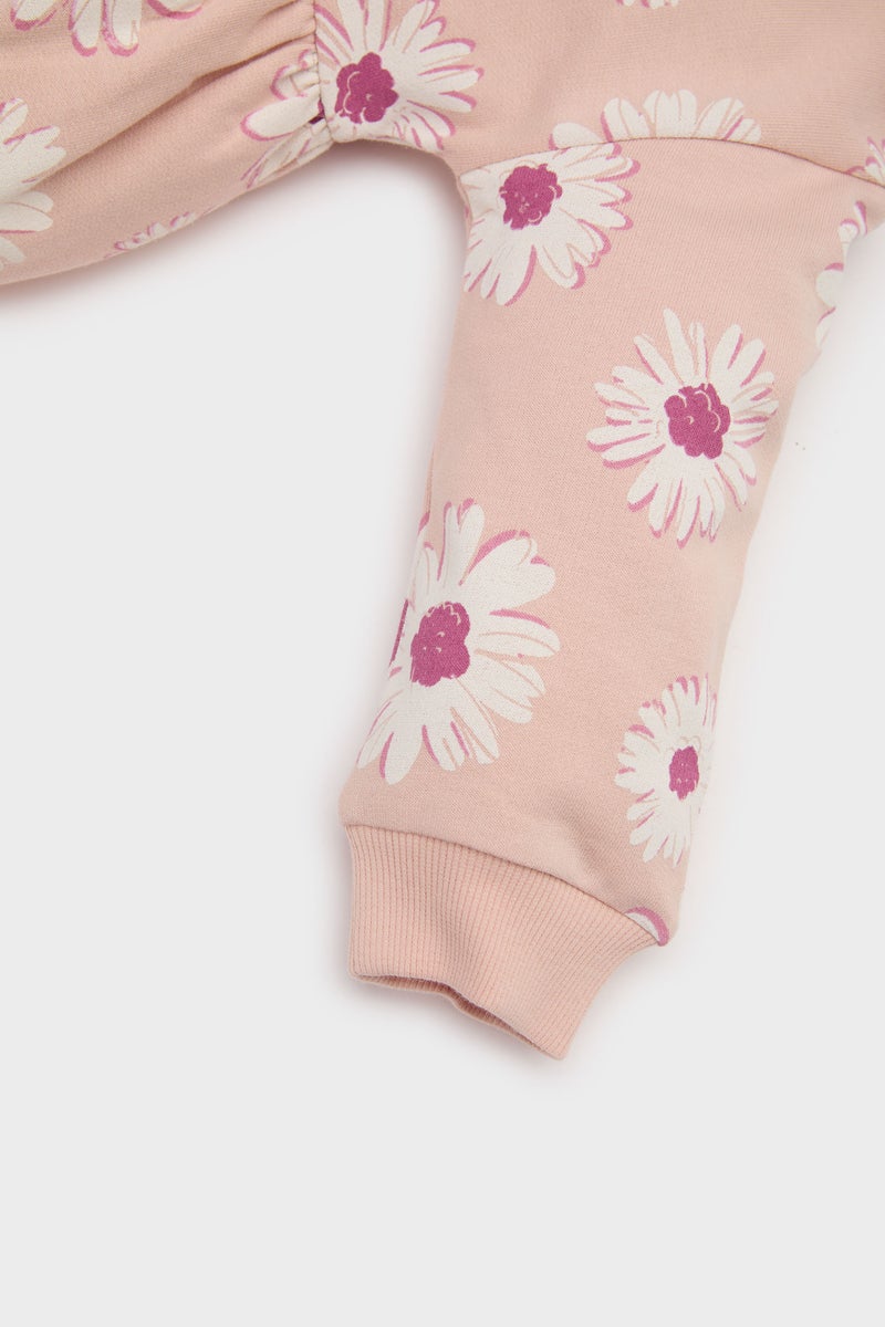 DeFacto Baby Girl Floral Long Sleeve Sweatshirt Fabric Dress - Image 3