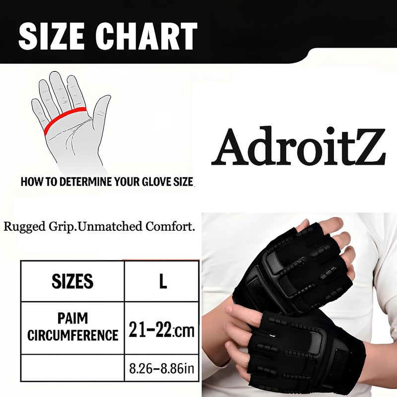 Adroitz Leather Biker Cycling Gloves for Men & Women Shadow Edition | Hard Shell Knuckle Protection, Comfort Fit, Durable Sports Material, Enhanced Grip | Ideal Rider Gloves, Black - Image 3