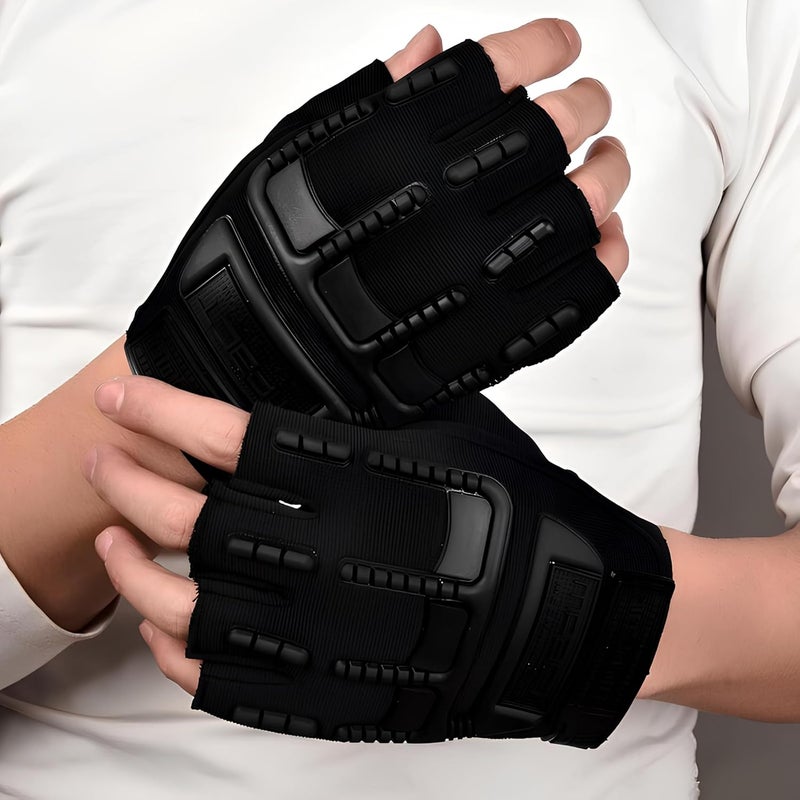 Adroitz Leather Biker Cycling Gloves for Men & Women Shadow Edition | Hard Shell Knuckle Protection, Comfort Fit, Durable Sports Material, Enhanced Grip | Ideal Rider Gloves, Black - Image 1