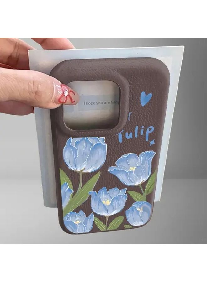Black Blue Flower Phone Case For iPhone 16 Pro Max 15 Pro 14 Plus 13 PM Premium Protective - Image 4