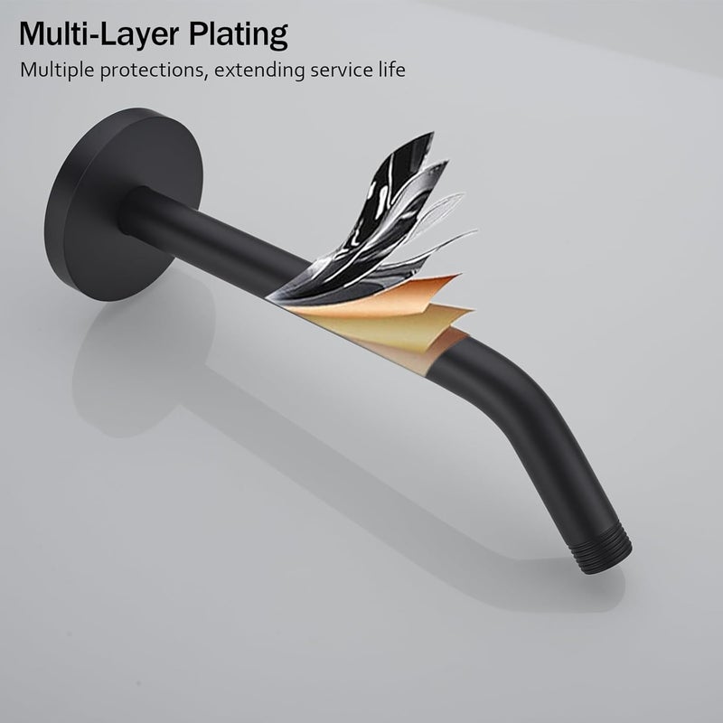 Random Matte Black Shower Arm with Flange,10 Inch Rain Shower Head Extension Arm.RD91018-10-MB - Image 5