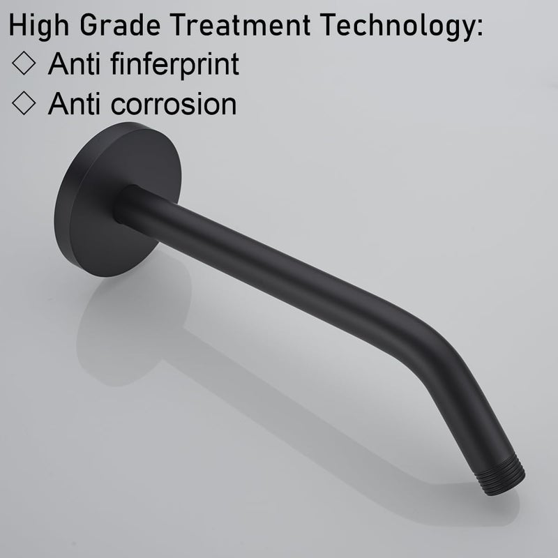 Random Matte Black Shower Arm with Flange,10 Inch Rain Shower Head Extension Arm.RD91018-10-MB - Image 4