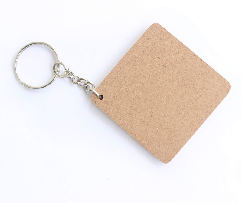 Ivei DIY MDF Key Chains Wood Sheet Craft - Plain Square Shaped for Painting, Decoupage, Resin Art Work & Decoration - Set of 20, 2 in x 2 in - Brown - Image 3