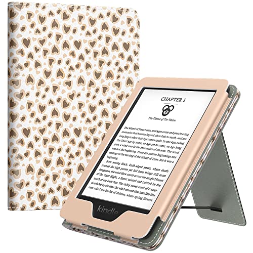 MoKo Case for All-New 6" Kindle(11th Generation, 2024/2022 Release)/(10th/8th Gen, 2019/2016), Ultra Lightweight PU Shell Cover with Auto Wake/Sleep for Kindle 2024, Love Leopard - Image 1