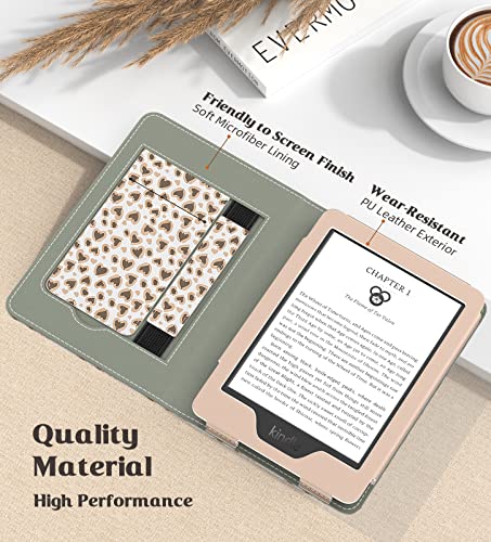 MoKo Case for All-New 6" Kindle(11th Generation, 2024/2022 Release)/(10th/8th Gen, 2019/2016), Ultra Lightweight PU Shell Cover with Auto Wake/Sleep for Kindle 2024, Love Leopard - Image 4