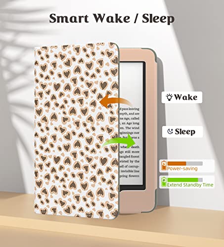 MoKo Case for All-New 6" Kindle(11th Generation, 2024/2022 Release)/(10th/8th Gen, 2019/2016), Ultra Lightweight PU Shell Cover with Auto Wake/Sleep for Kindle 2024, Love Leopard - Image 5