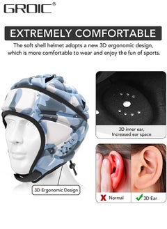 GROIC Rugby Headguards, Soft Football Helmet Football Rugby Goalkeeper Helmet Scrum Cap Soft Shell Helmet Soccer Headgear Head Protection Special Needs Protection for Youth  - Image 2