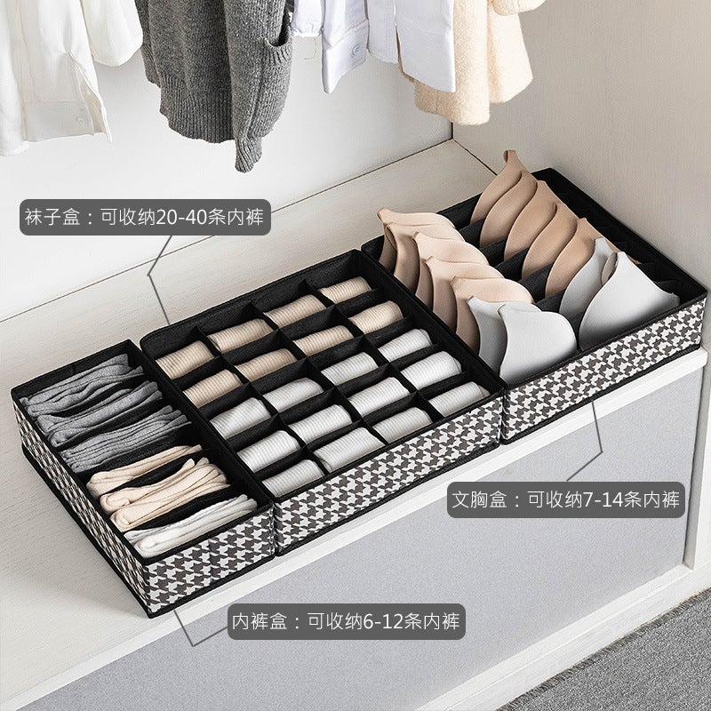 Underwear Storage Box Drawer-Type Socks Artifact Three-In-One Fabric Foldable Bra Underwear Compartment Storage Box - Image 5