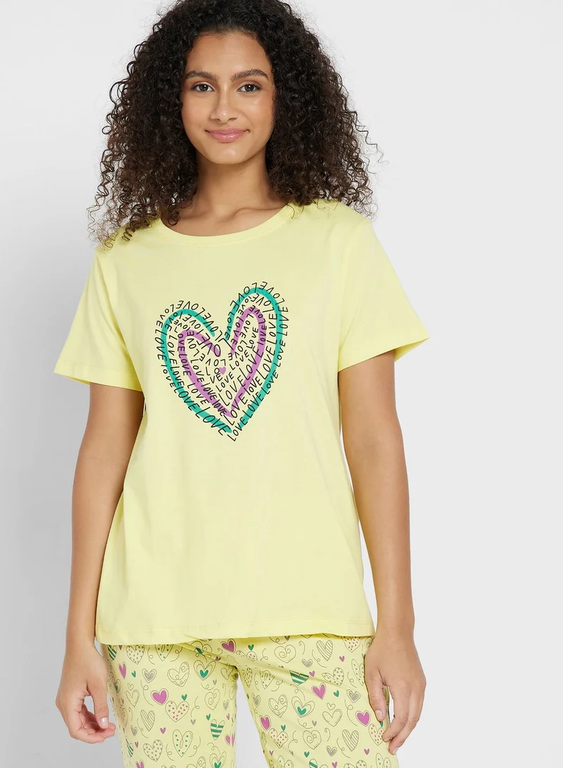 Ginger Graphic Nightwear T-Shirt And Pyjama Set