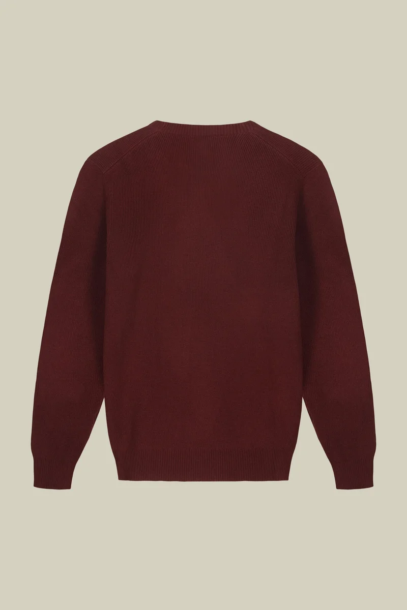 Doppelganger Men's ribbed knit crew neck jumper - Brown