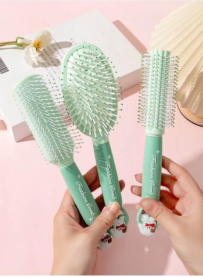 Hair Brush Set,5Pcs Hair Brush Comb Set with Detangling Nylon Pins,Wet Dry Brush Cushion Hair Combs for Women, Men, Kids - Image 4
