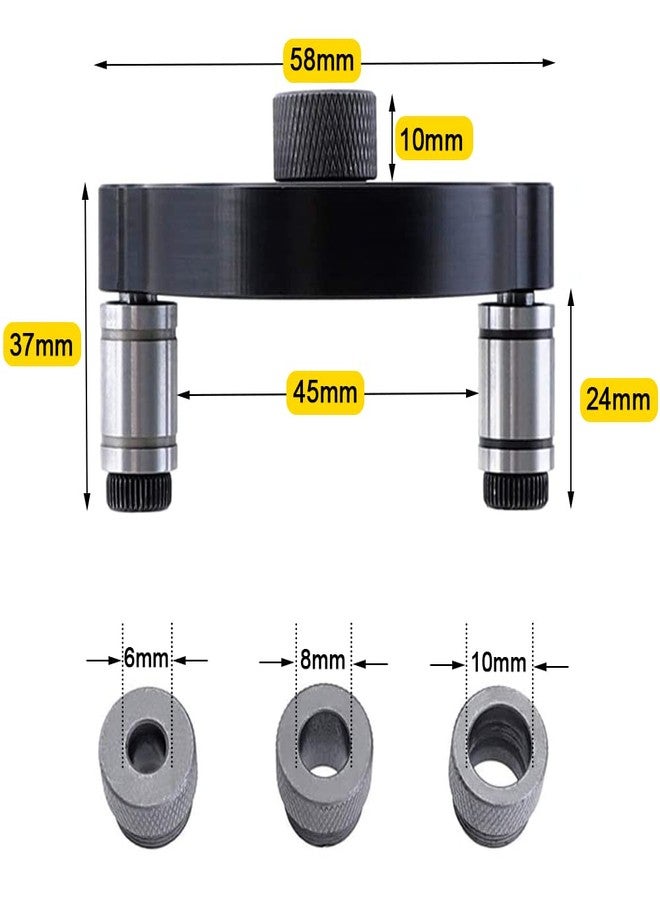 Mesee Dowel Drill Guide, Vertical Pocket Hole Jig Kit 3-Hole Self Centering Drill Guide with 6mm 8mm 10mm Drill Bushings Woodworking Straight Hole Puncher Dowel Jig Positioner Locator Hand Drill Tool - Image 3