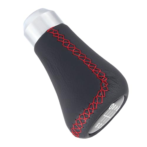 Gorgeri Gear Shift Knob, Red Gear Knob Universal Car Gear Knob Shifter PU 6 Speed Gear Shift Knob Shifter Stick Head with 3 Hoses Spade Shift Knob Manual Shift Stick - Image 2
