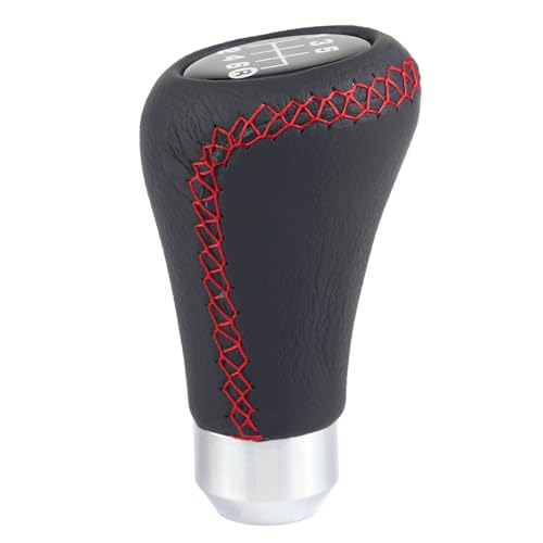 Gorgeri Gear Shift Knob, Red Gear Knob Universal Car Gear Knob Shifter PU 6 Speed Gear Shift Knob Shifter Stick Head with 3 Hoses Spade Shift Knob Manual Shift Stick - Image 3