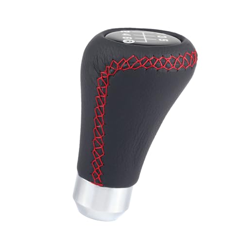 Gorgeri Gear Shift Knob, Red Gear Knob Universal Car Gear Knob Shifter PU 6 Speed Gear Shift Knob Shifter Stick Head with 3 Hoses Spade Shift Knob Manual Shift Stick - Image 1