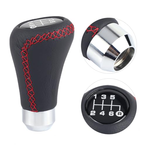 Gorgeri Gear Shift Knob, Red Gear Knob Universal Car Gear Knob Shifter PU 6 Speed Gear Shift Knob Shifter Stick Head with 3 Hoses Spade Shift Knob Manual Shift Stick - Image 5