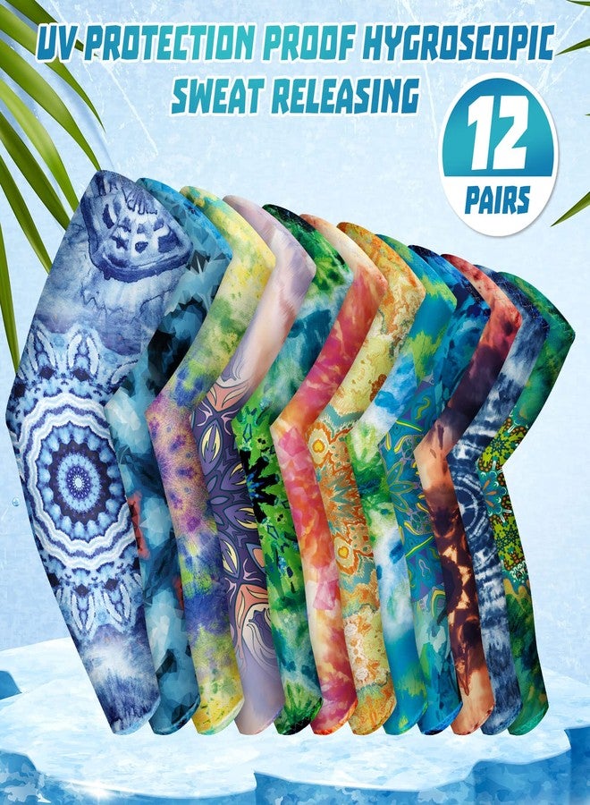 Tisancy 12 PCS Arm Sleeves for Women Men Youth Cooling Arm Sleeves Cooling Sports Sleeve, Multicolored, One size - Image 3