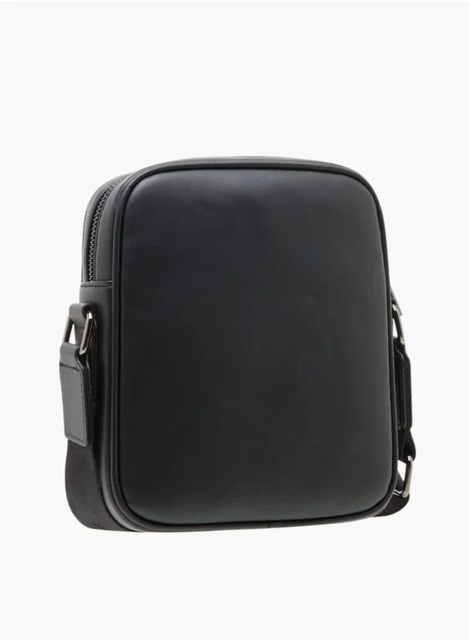 DUCHINI Mens Solid Crossbody Bag With Adjustable Strap And Zip Closure