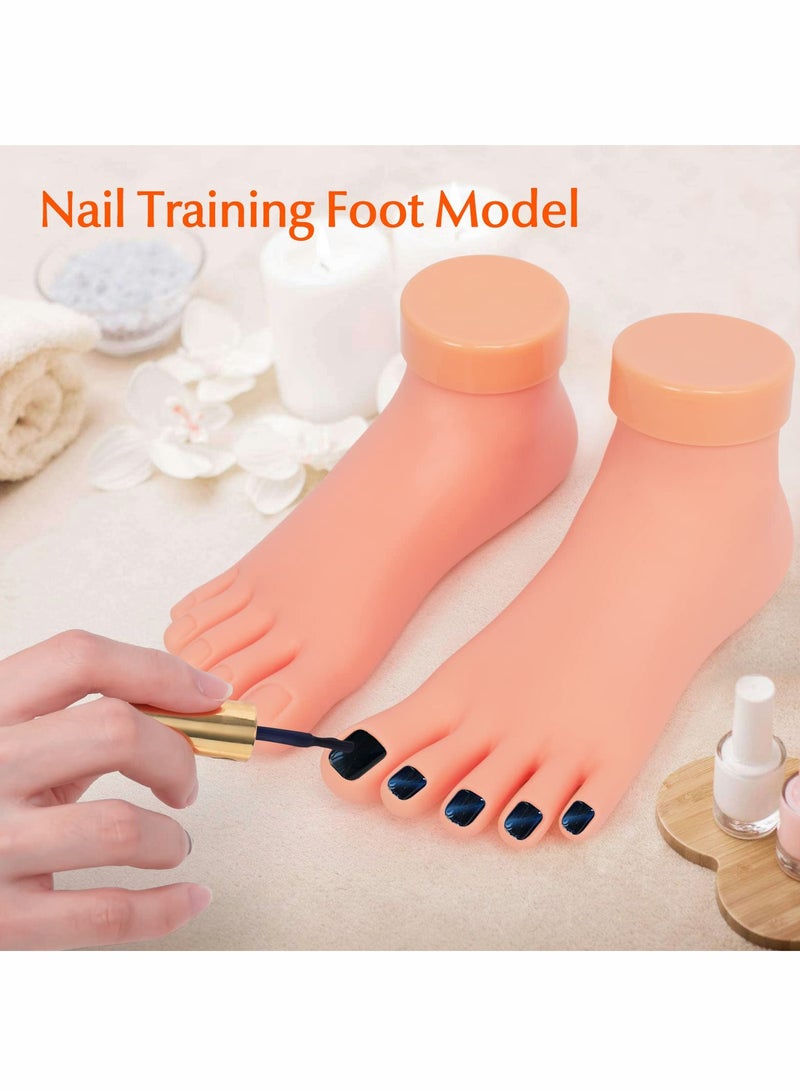 Excefore Practice Fake Foot Model, 1 Pair Flexible Feet mannequin for Nails, Fake Mannequin Legs Nail Foot for Acrylic Nails, Movable Soft Silicone Prosthetic Manicure Tool for Nail Art Training Display(L+R) - Image 2