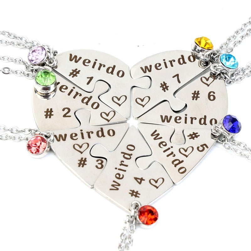 Ximerinf Weirdo 1 Weirdo 2 Weirdo 3 Weirdo 4 Necklace Heart Bff Necklace for 4 Best Friend Necklaces for 3 Sister Friendship Stainless Steel Jewelry (White 7) - Image 1