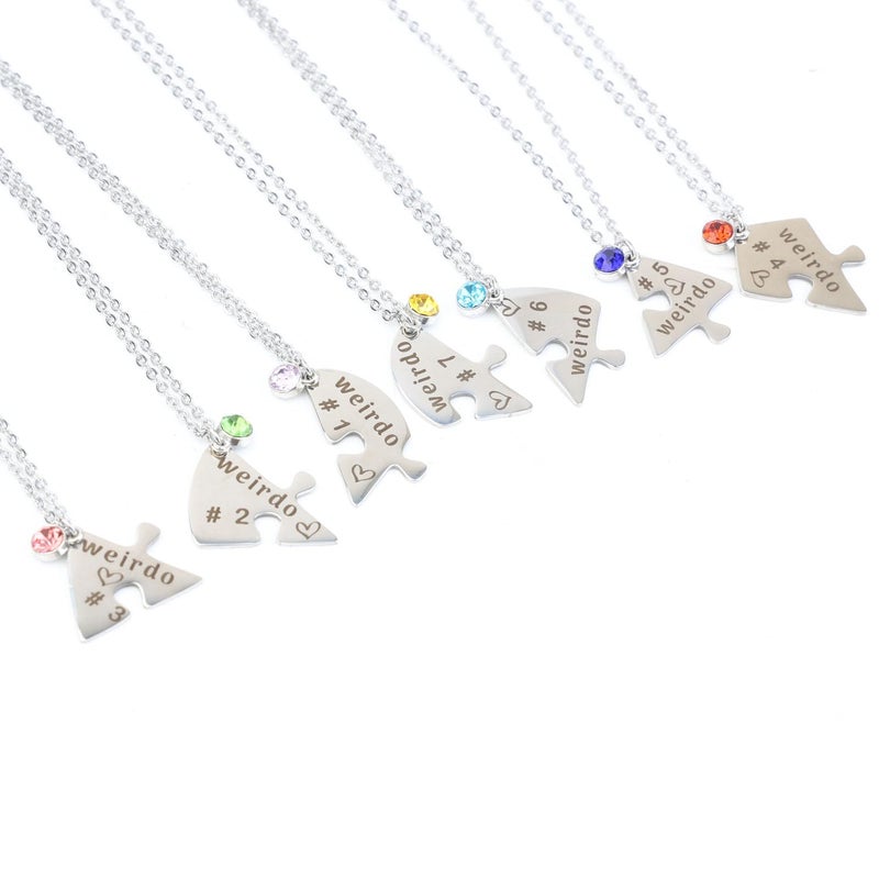 Ximerinf Weirdo 1 Weirdo 2 Weirdo 3 Weirdo 4 Necklace Heart Bff Necklace for 4 Best Friend Necklaces for 3 Sister Friendship Stainless Steel Jewelry (White 7) - Image 2