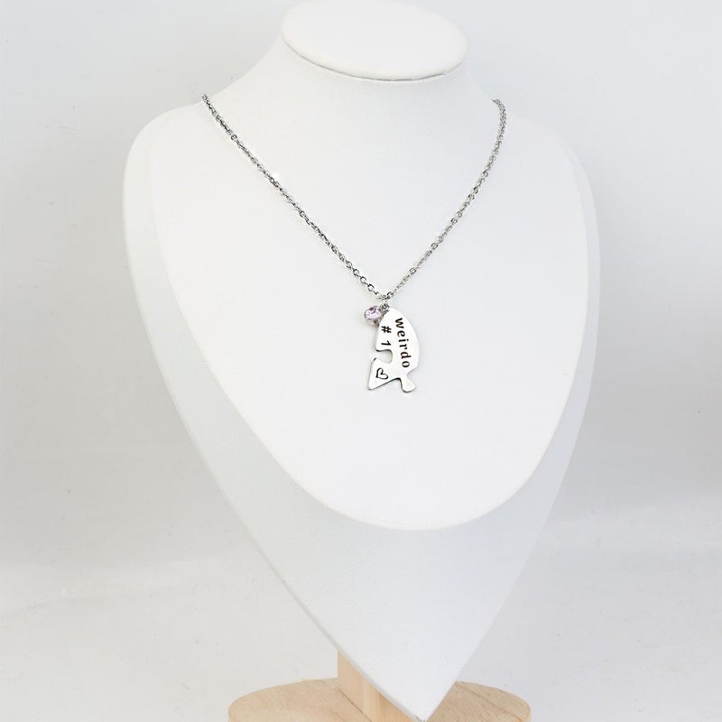 Ximerinf Weirdo 1 Weirdo 2 Weirdo 3 Weirdo 4 Necklace Heart Bff Necklace for 4 Best Friend Necklaces for 3 Sister Friendship Stainless Steel Jewelry (White 7) - Image 5