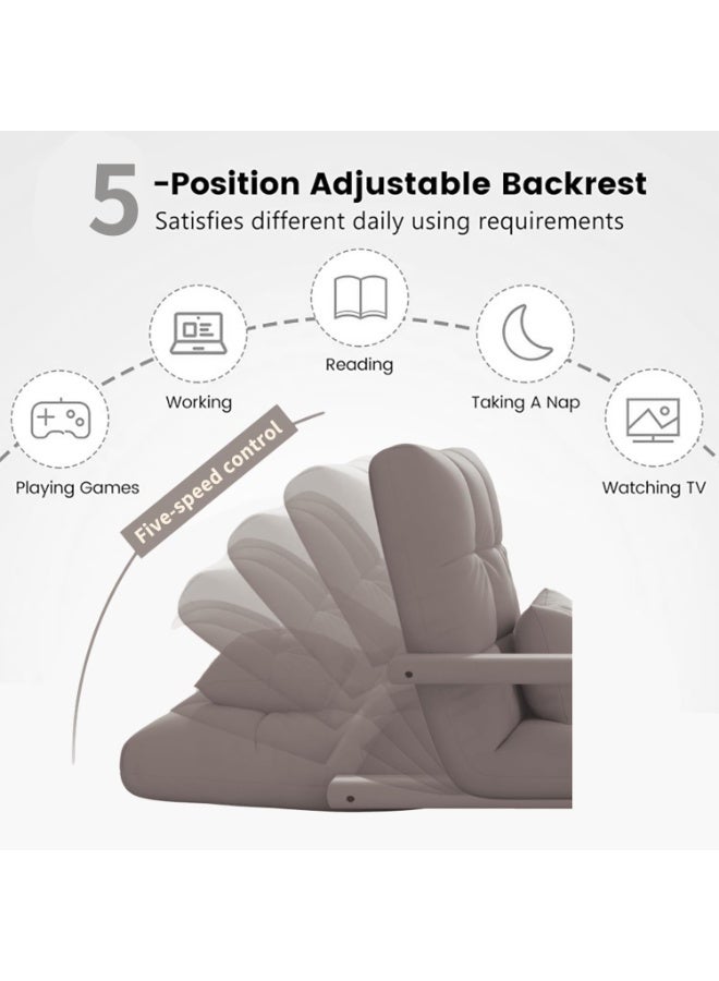 VUCATIN Folding Floor Chair Lounge Sofa Folding Single-Back Sofa Cushion Multi Angle Adjustment Padded Sleeper Bed For Balcony Bedroom With Pillow Armrests Single Sofa - Image 2