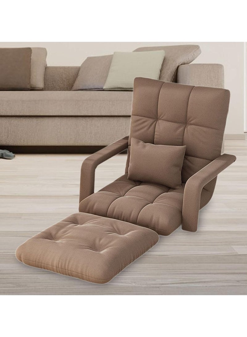 VUCATIN Folding Floor Chair Lounge Sofa Folding Single-Back Sofa Cushion Multi Angle Adjustment Padded Sleeper Bed For Balcony Bedroom With Pillow Armrests Single Sofa - Image 5