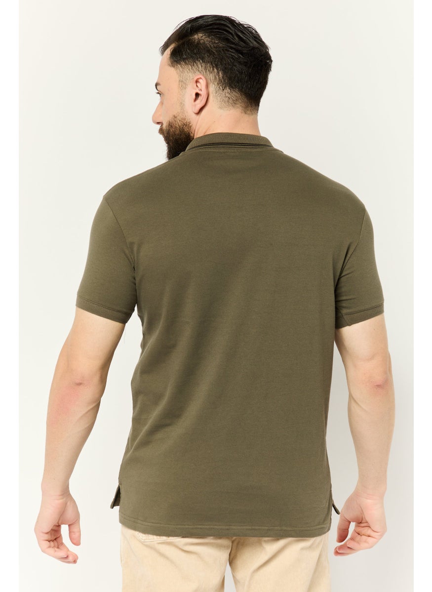 Nordland Men Regular Fit Brand Logo Short Sleeve Lifestyle Polo Shirt, Dark Olive  - Image 4