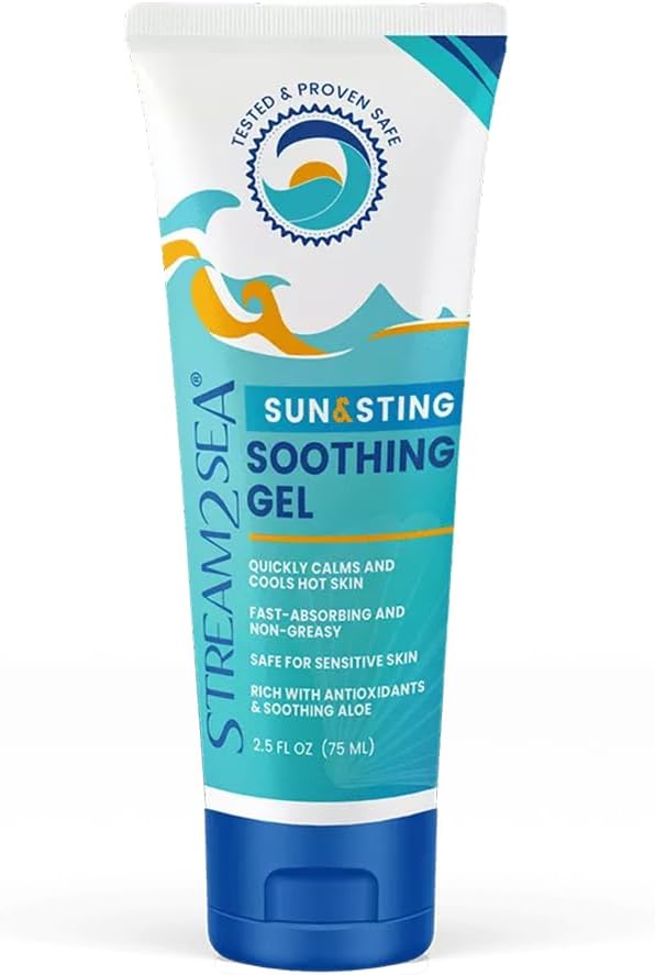 STREAM 2 SEA After Sun and Sting Relief Aloe Vera Soothing Gel For Sensitive Skin 75 ml Paraben Free Cooling Gel For Sting Bug Bites and Sunburn Relief With Aloe Vera and Green Tea