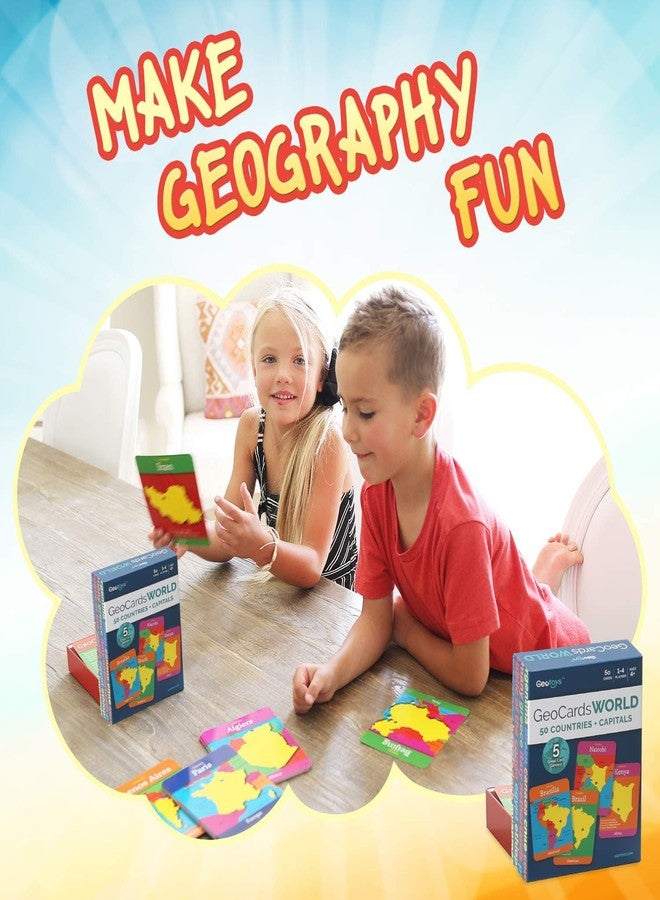 Geotoys GeoCards, Bundle of World & USA Flash Cards Geography Game, Kid Card Games for Families, Home, School & Travel - Fun Kid Games Ages 4 and Up - Image 2